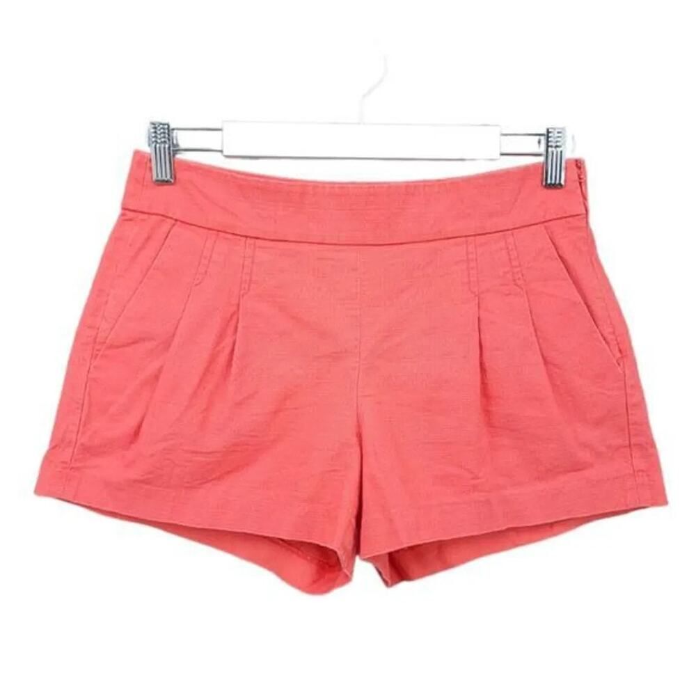 J. Crew Coral Pleated Cotton Shorts with Side Zip Size 2